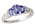 Tanzanite and Diamond Art Deco Ring, 14K White Gold
