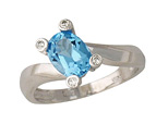 Blue Topaz and Diamond Ring, 10K White Gold