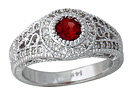 Diamond and Garnet Ring, 14K White Gold
