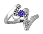 Tanzanite and Diamond Swirl Ring, 14K White Gold