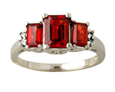 Emerald Cut Garnet and Diamond Ring, 10K White Gold