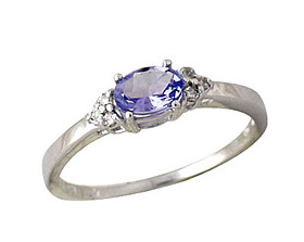 Tanzanite and Diamond Ring, 10K White Gold