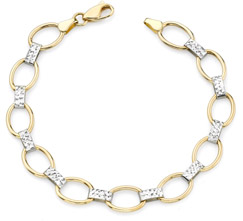 Design Open Oval Link Bracelet, 14K Two-Tone Gold