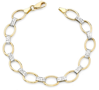 Design Open Oval Link Bracelet, 14K Two-Tone Gold