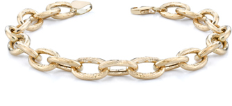 Hammered Link Bracelet, 14K Yellow Gold