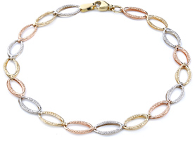 14K Tri-Color Gold Oval Design Bracelet