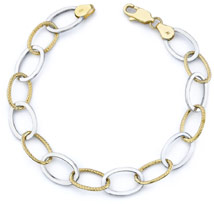 Elliptical Link Bracelet, 14K Two-Tone Gold