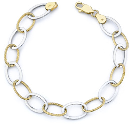 Elliptical Link Bracelet, 14K Two-Tone Gold