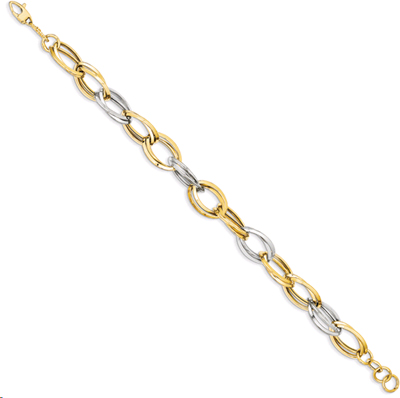 Elliptical Link Bracelet, 14K Two-Tone Gold