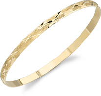 Staggered Star Design Bangle Bracelet, 14K Gold