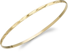 2mm Design Bangle Bracelet, 14K Yellow Gold