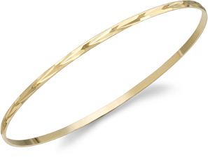 2mm Design Bangle Bracelet, 14K Yellow Gold