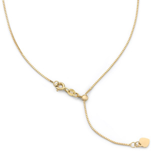 Adjustable Italian Box Chain, 14K Yellow Gold (1mm)