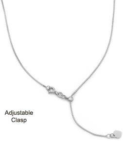 Adjustable Italian Box Chain, 14K White Gold (0.8mm)
