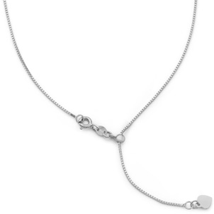 Adjustable Italian Box Chain, 14K White Gold (1mm)