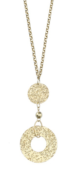 Textured Circle Necklace, 14K Gold