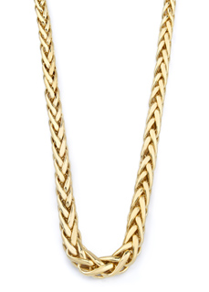 Braided Wheat Necklace, 14K Yellow Gold