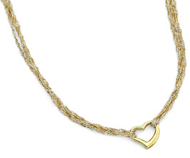 Dangling Heart Necklace, 14K Yellow Gold