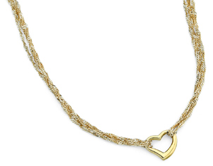Dangling Heart Necklace, 14K Yellow Gold