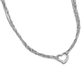 Dangling Heart Necklace, 14K White Gold