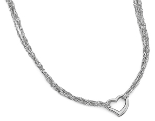Dangling Heart Necklace, 14K White Gold