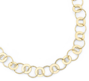 Polished and Textured Circle Necklace, 14K Gold