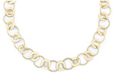 Polished and Textured Circle Necklace, 14K Gold