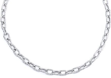 14K White Gold Hammered Necklace
