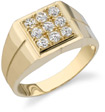 9 Stone Men's CZ Ring, 14K Yellow Gold