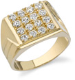 Men's Square CZ Ring, 14K Yellow Gold