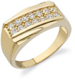 2 Row Men's CZ Ring, 14K Yellow Gold