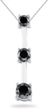 2.00 Carat Three Stone Black Diamond Pendant