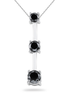 2.00 Carat Three Stone Black Diamond Pendant