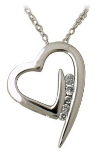 5 Stone Diamond Heart Pendant 14K White Gold