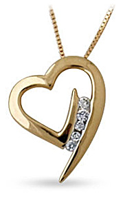 5 Stone Diamond Heat Pendant, 14K Yellow Gold