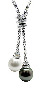 Tahitian & Natural South Sea Pearl Drop Necklace, 18K White Gold
