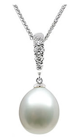 Tahitian Pearl Drop Pendant, 14K White Gold