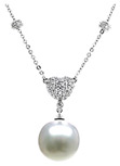 South Sea Pearl and Diamond Drop Pendant, 14K White Gold
