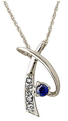 Sapphire and Diamond Pendant, 14K White Gold