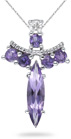 Amethyst Angel Pendant, 14K White Gold
