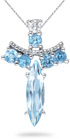 Blue Topaz Angel Pendant, 14K White Gold