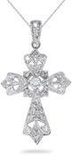 Rustic 0.44 Carat Diamond Cross Pendant, 14K White Gold