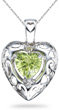Peridot Heart Pendant, 14K White Gold