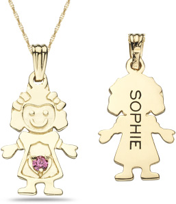 Engraveable Girl Gemstone Pendant