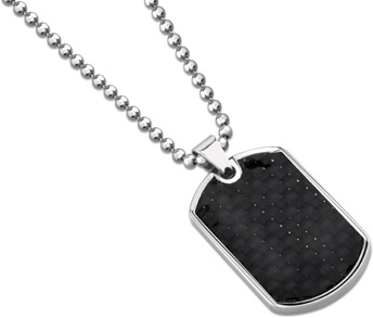 Black Carbon Fiber Stainless Steel Dog Tag Pendant