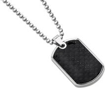 Black Carbon Fiber Stainless Steel Dog Tag Pendant