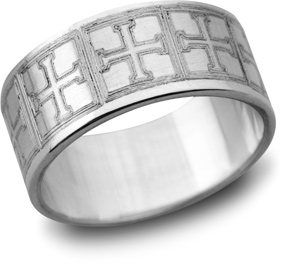 Greek Cross Wedding Band, 14K White Gold