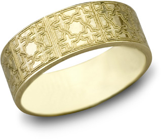 Lattice Cross Wedding Band, 14K Yellow Gold