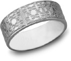 Lattice Cross Wedding Band, 14K White Gold