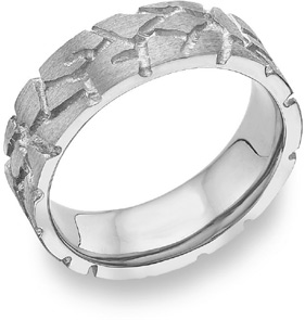 Nugget Wedding Band in 18K White Gold